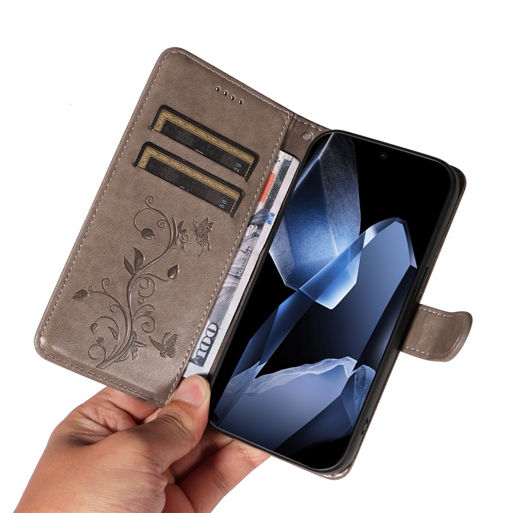 Flowers knižkové puzdro na OnePlus 13 - šedé