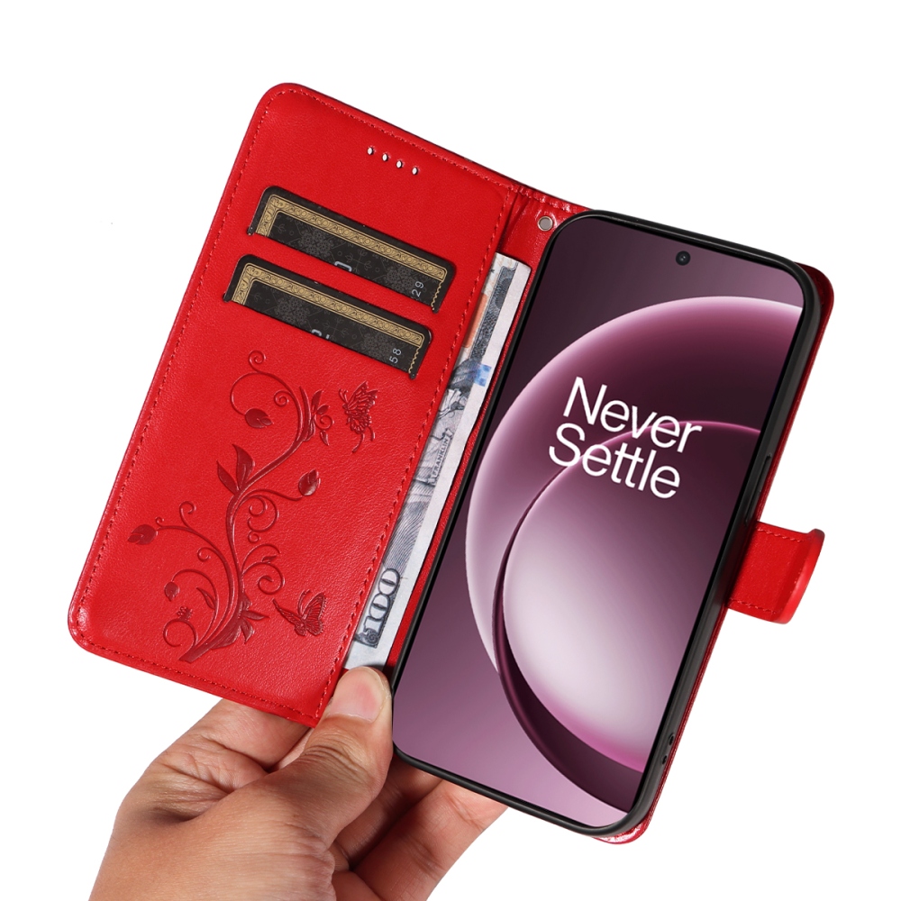 Flowers knižkové puzdro na OnePlus 15 5G - červené