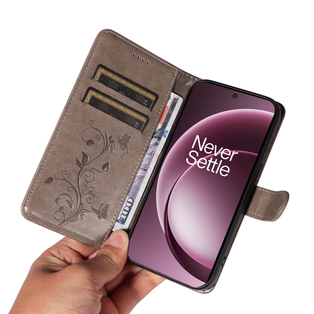 Flowers knižkové puzdro na OnePlus 15 5G - šedé