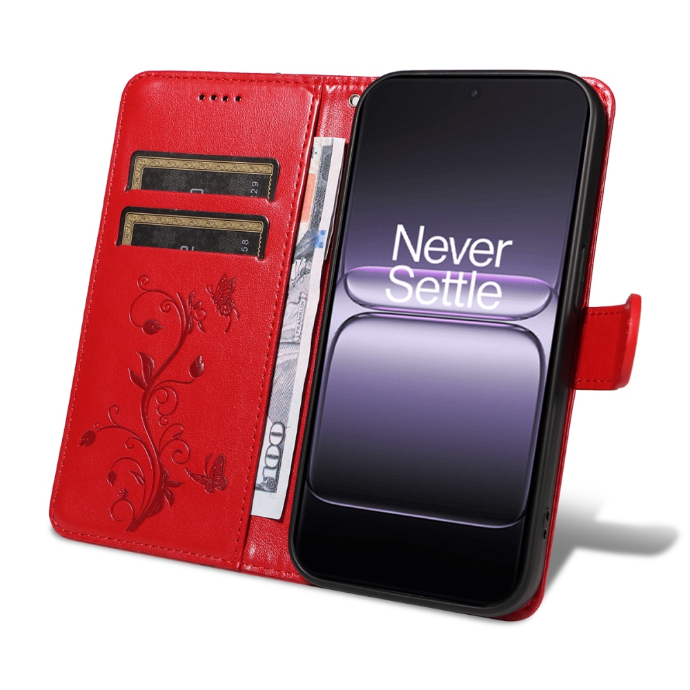 Flowers knižkové puzdro na OnePlus Nord 5 5G - červené