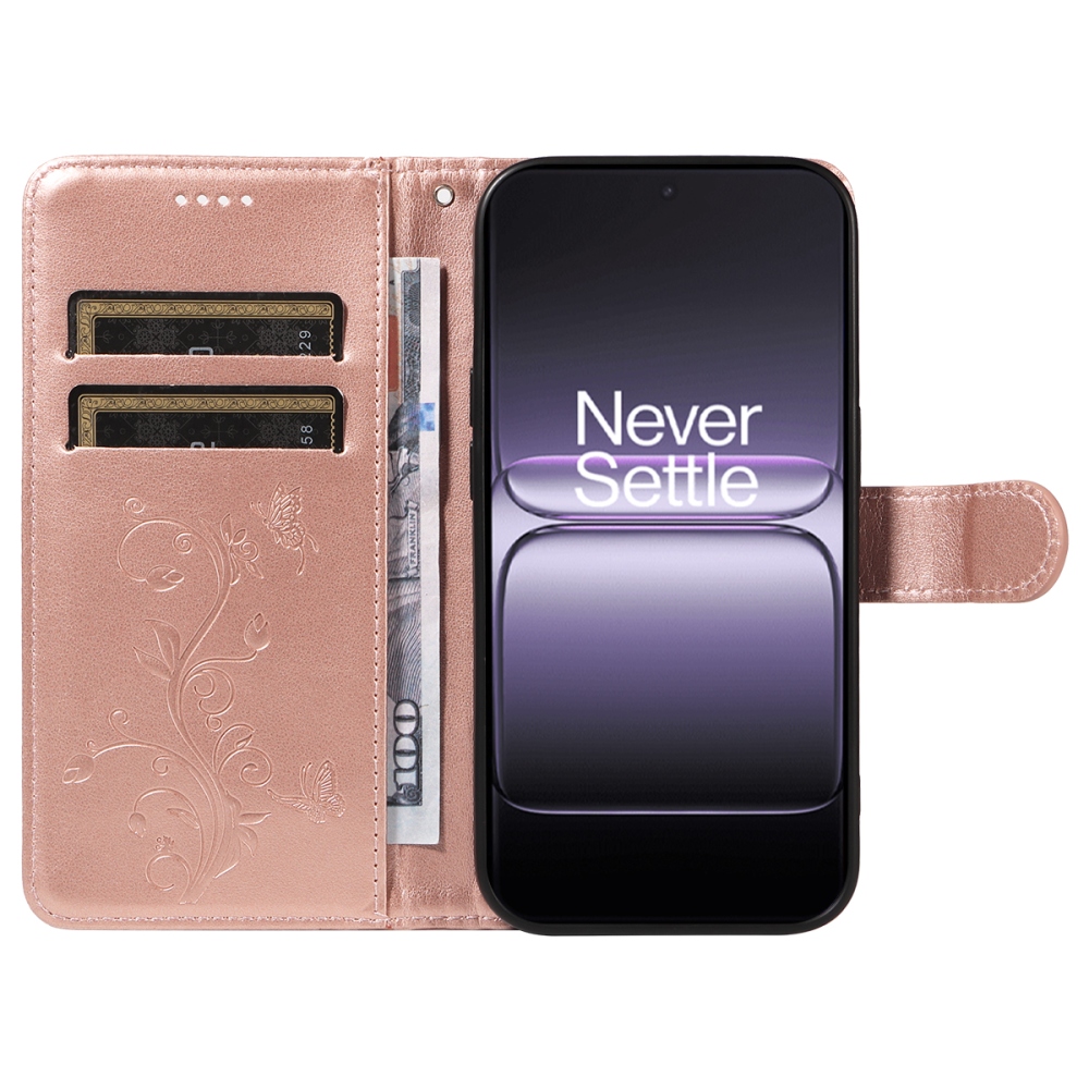 Flowers knižkové púzdro na OnePlus Nord 5 5G - ružovozlaté