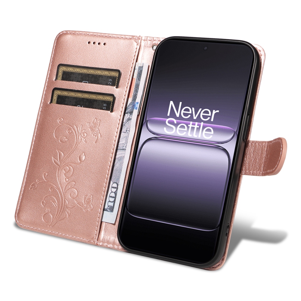 Flowers knižkové púzdro na OnePlus Nord 5 5G - ružovozlaté