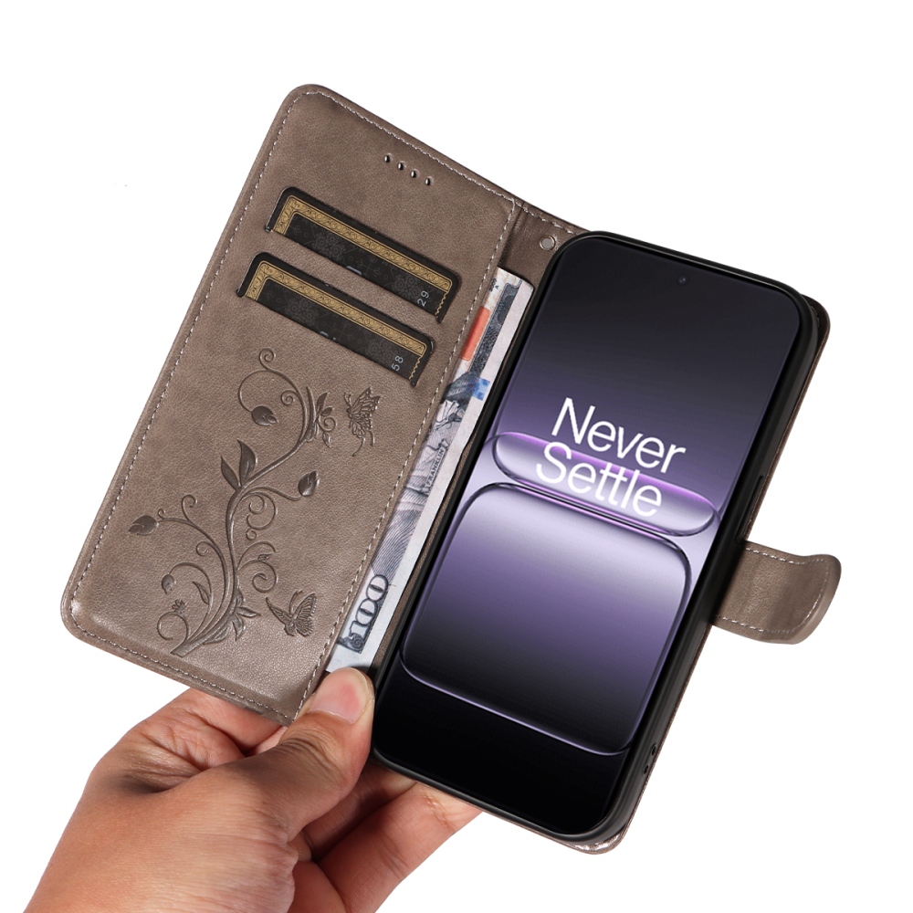 Flowers knižkové puzdro na OnePlus Nord 5 5G - šedé