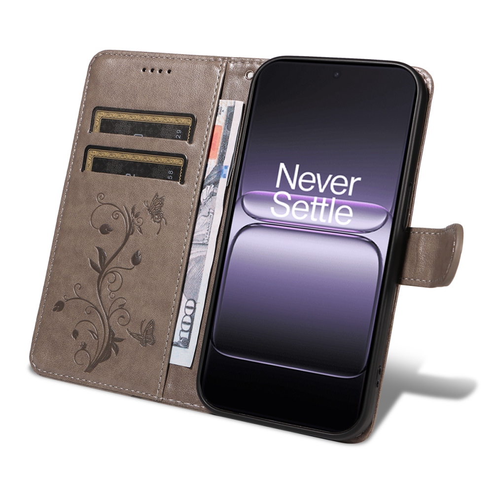 Flowers knižkové puzdro na OnePlus Nord 5 5G - šedé