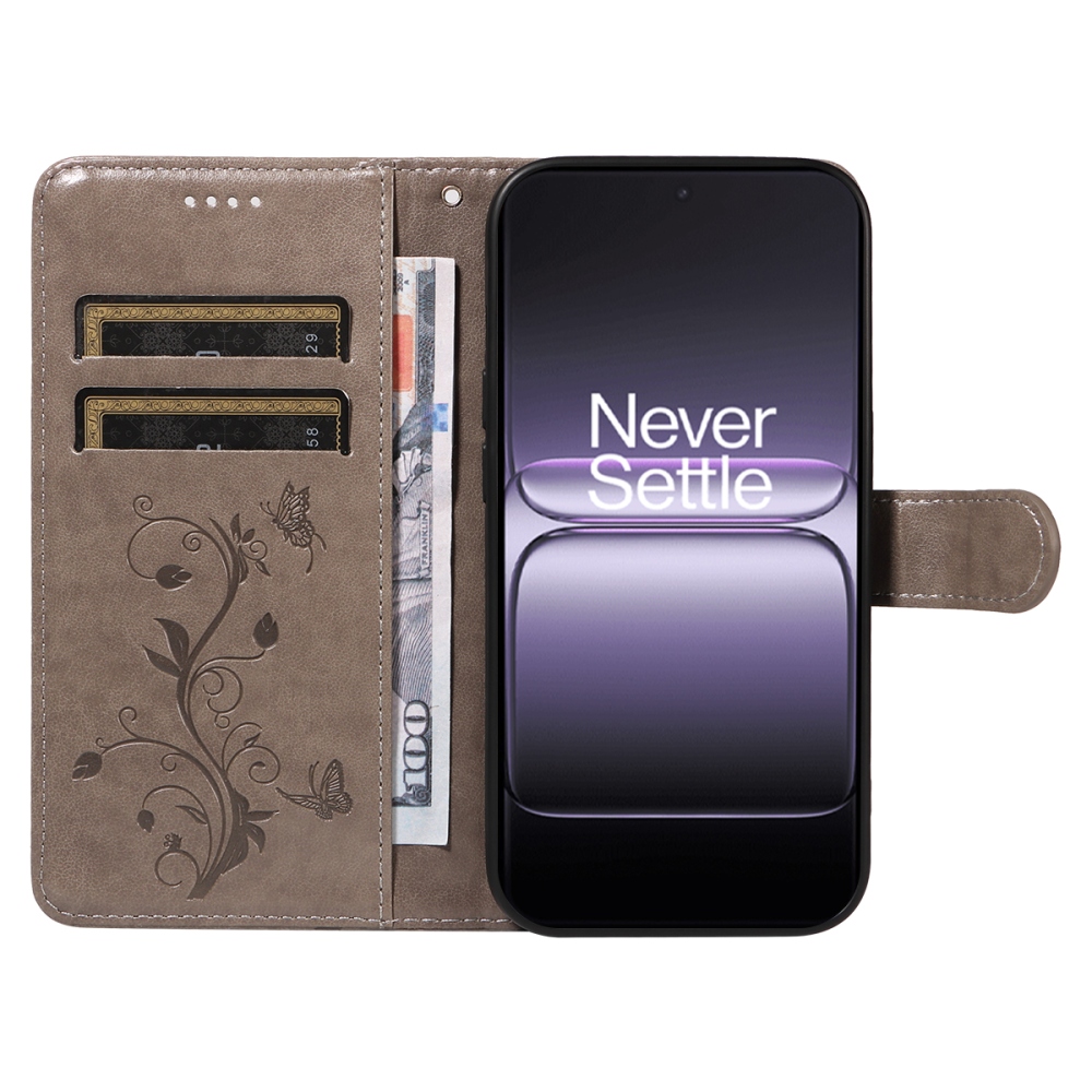 Flowers knižkové puzdro na OnePlus Nord 5 5G - šedé
