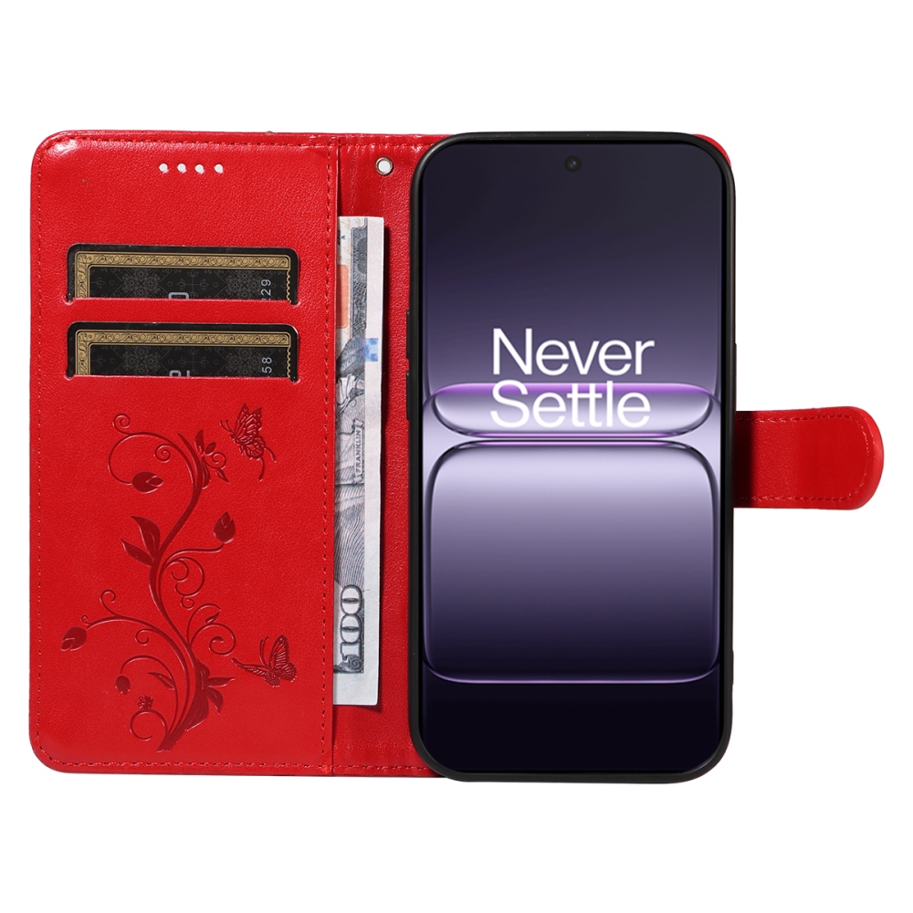 Flowers knižkové púzdro na OnePlus Nord CE5 5G - červené