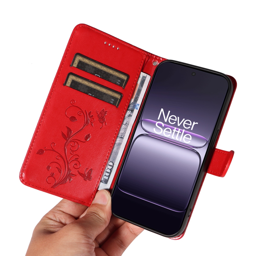 Flowers knižkové púzdro na OnePlus Nord CE5 5G - červené