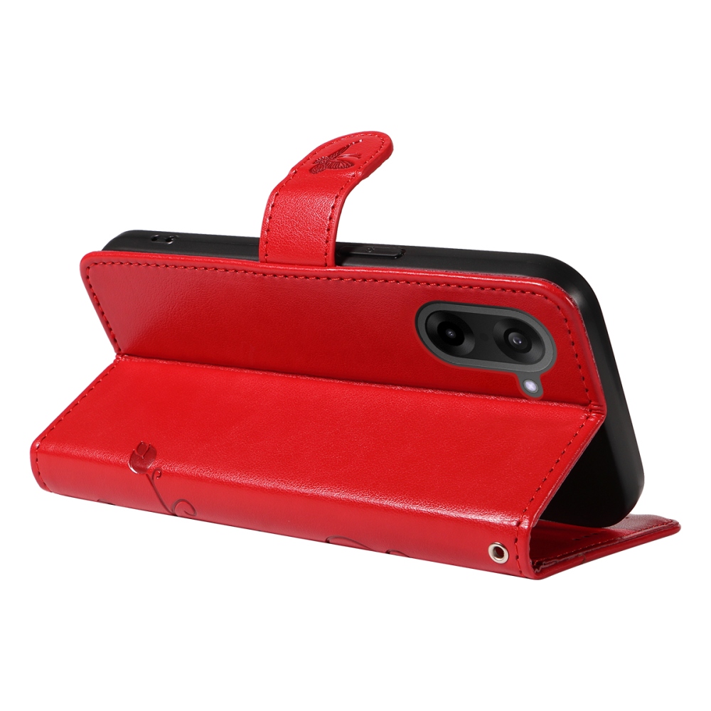 Flowers knižkové púzdro na OnePlus Nord CE5 5G - červené