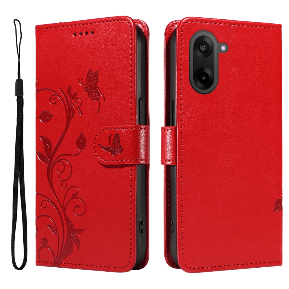 Flowers knižkové púzdro na OnePlus Nord CE5 5G - červené