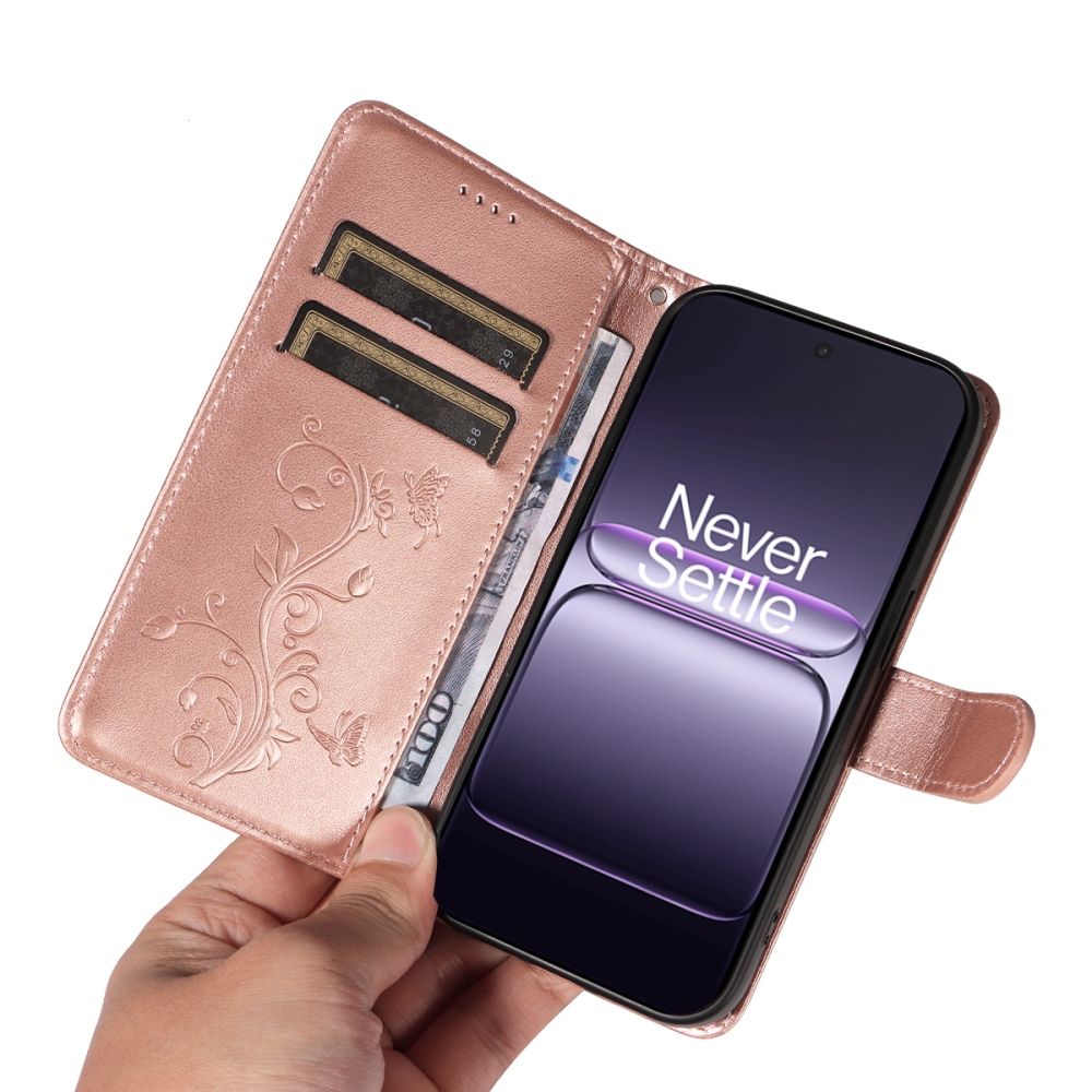 Flowers knižkové púzdro na OnePlus Nord CE5 5G - ružovozlaté