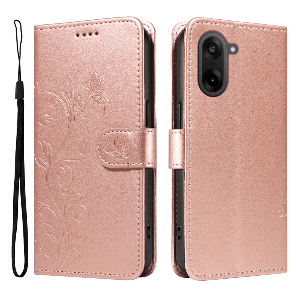 Flowers knižkové púzdro na OnePlus Nord CE5 5G - ružovozlaté