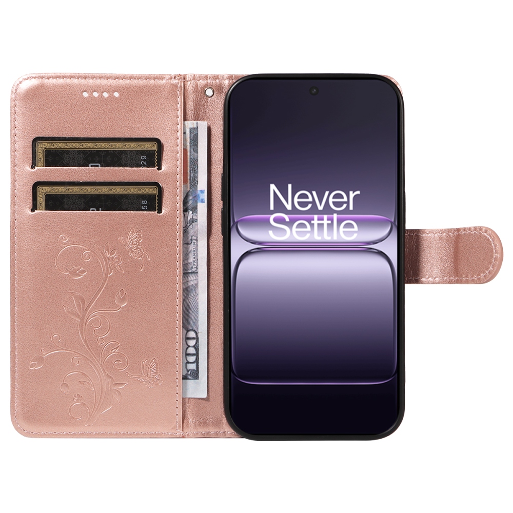 Flowers knižkové púzdro na OnePlus Nord CE5 5G - ružovozlaté