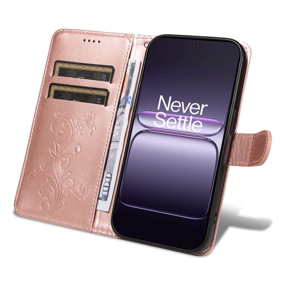 Flowers knižkové púzdro na OnePlus Nord CE5 5G - ružovozlaté