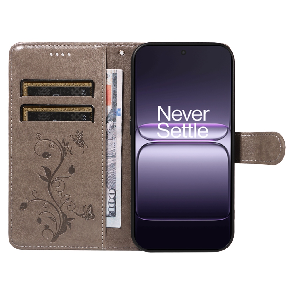 Flowers knižkové púzdro na OnePlus Nord CE5 5G - šedé