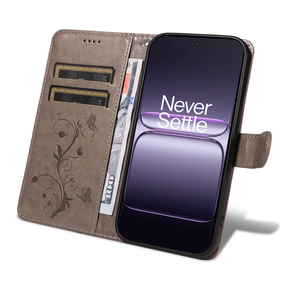 Flowers knižkové púzdro na OnePlus Nord CE5 5G - šedé