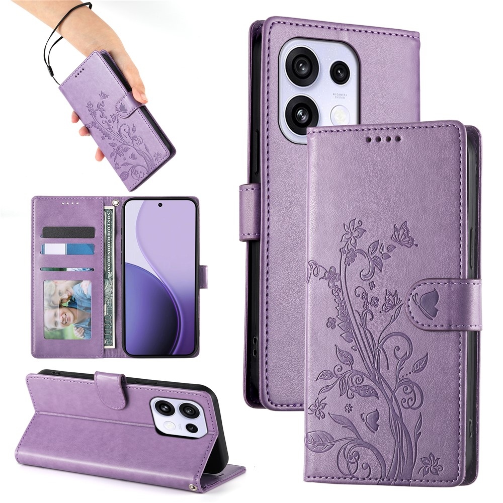 Flowers knižkové puzdro na Oppo Reno 16 FS 5G - fialové