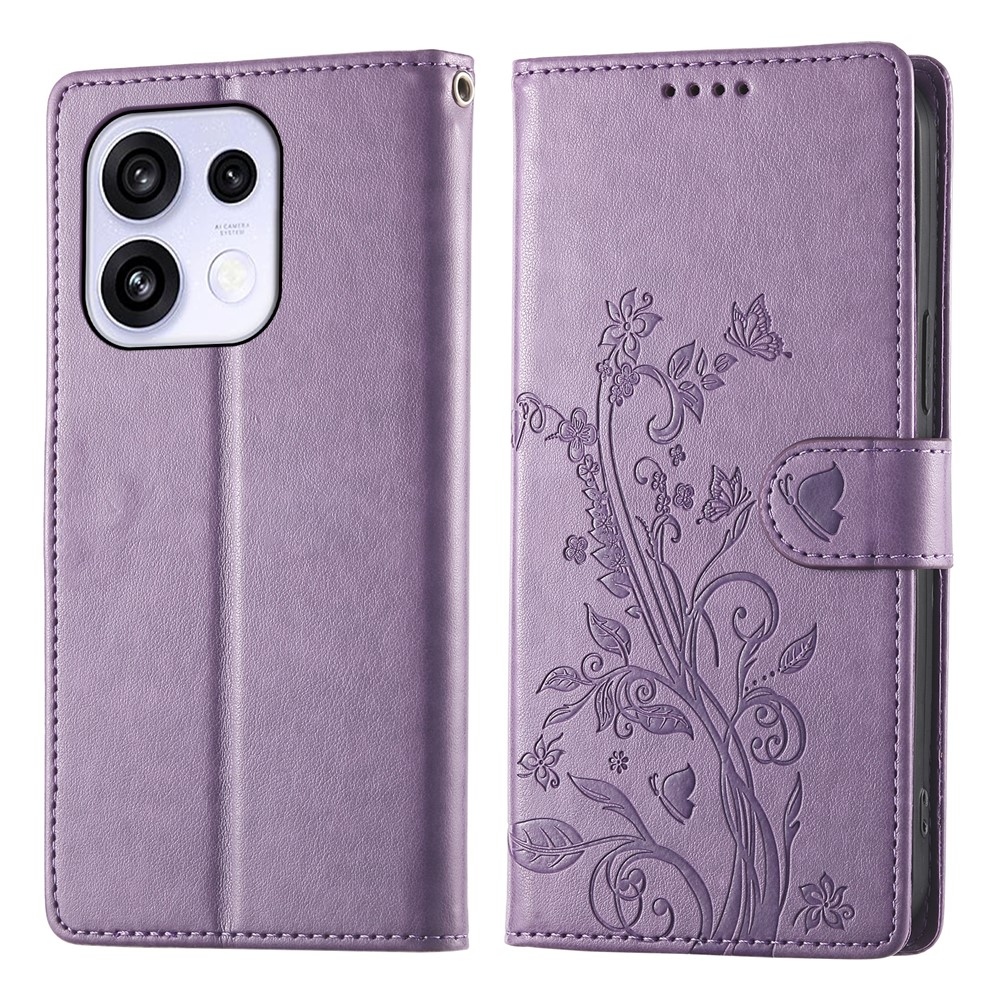 Flowers knižkové puzdro na Oppo Reno 16 FS 5G - fialové