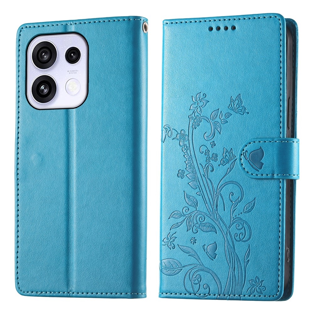 Flowers knižkové puzdro na Oppo Reno 16 FS 5G - modré