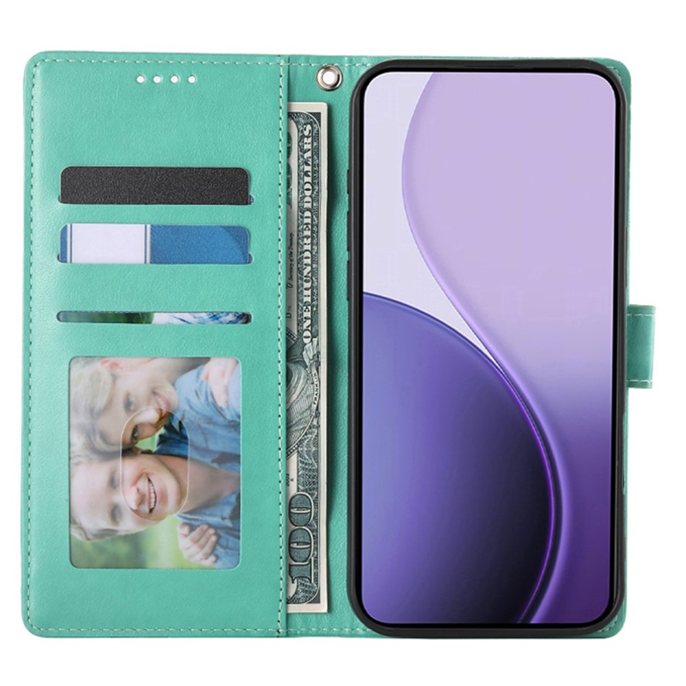 Flowers knižkové puzdro na Oppo Reno 16 FS 5G - modrozelené
