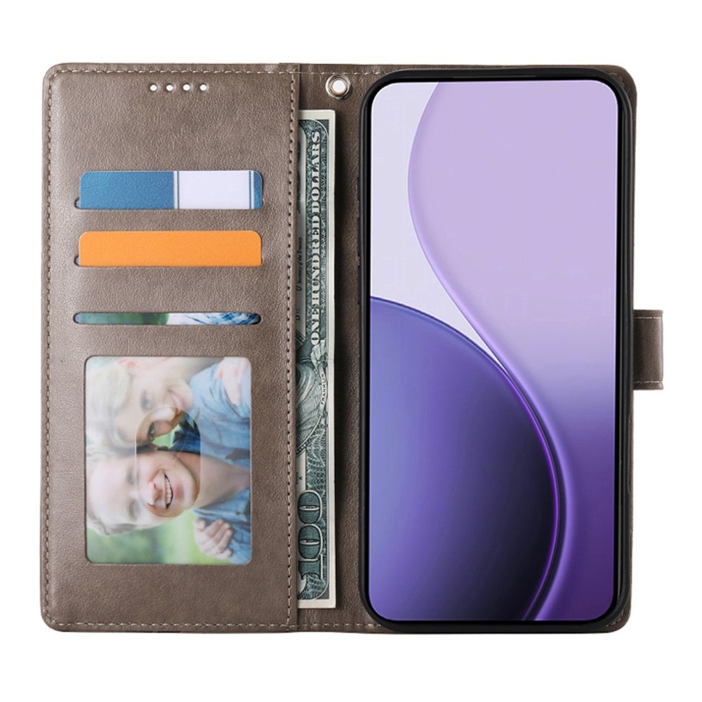 Flowers knižkové puzdro na Oppo Reno 16 FS 5G - šedé