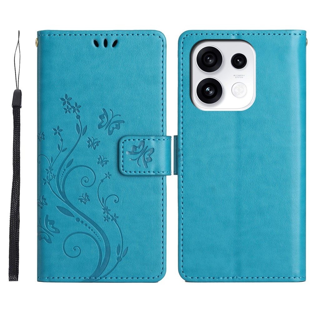 Flowers knižkové puzdro na Oppo Reno 16 Pro 5G - modré