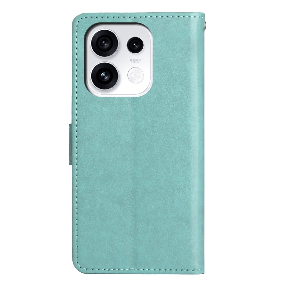 Flowers knižkové puzdro na Oppo Reno 16 Pro 5G - modrozelené