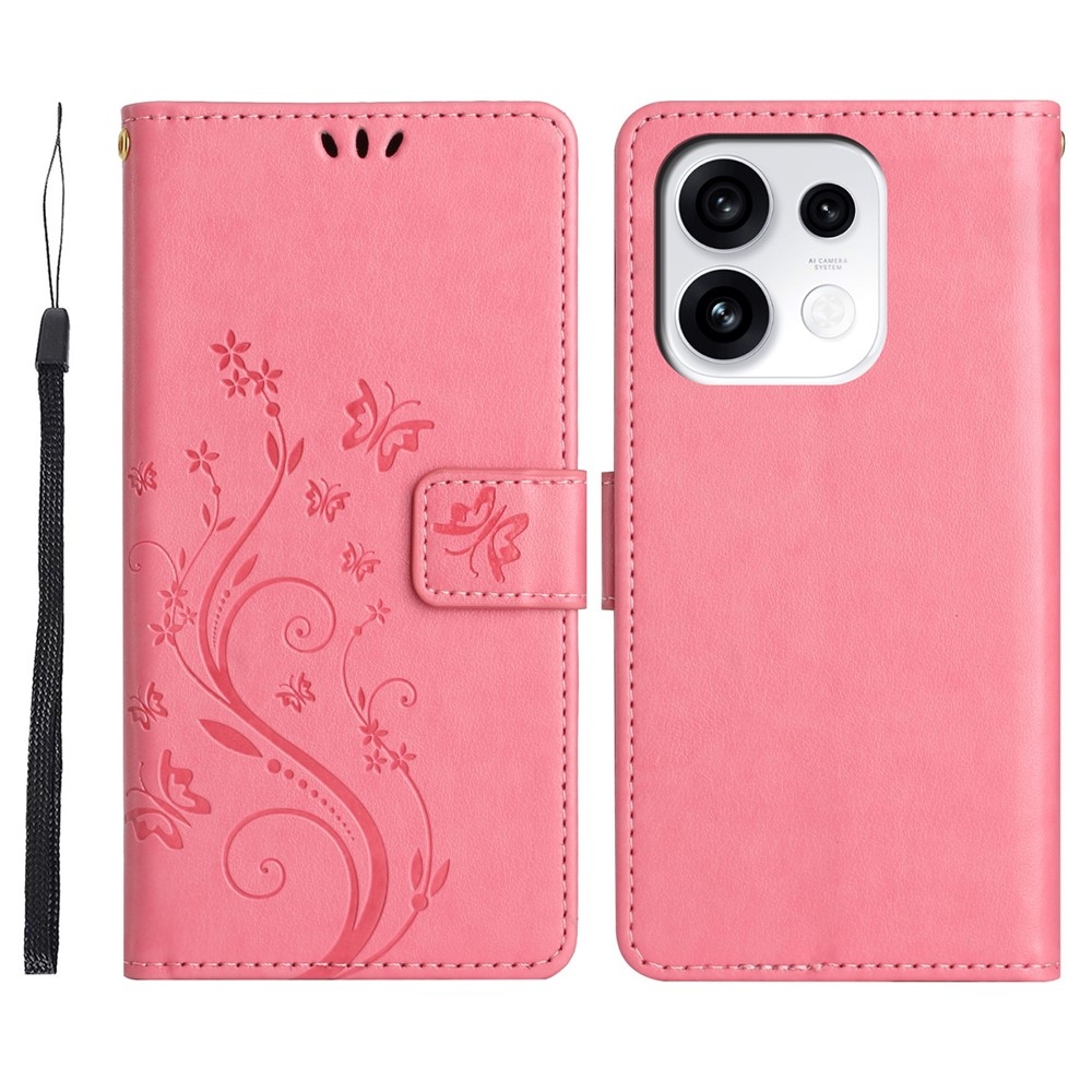 Flowers knižkové puzdro na Oppo Reno 16 Pro 5G - ružové