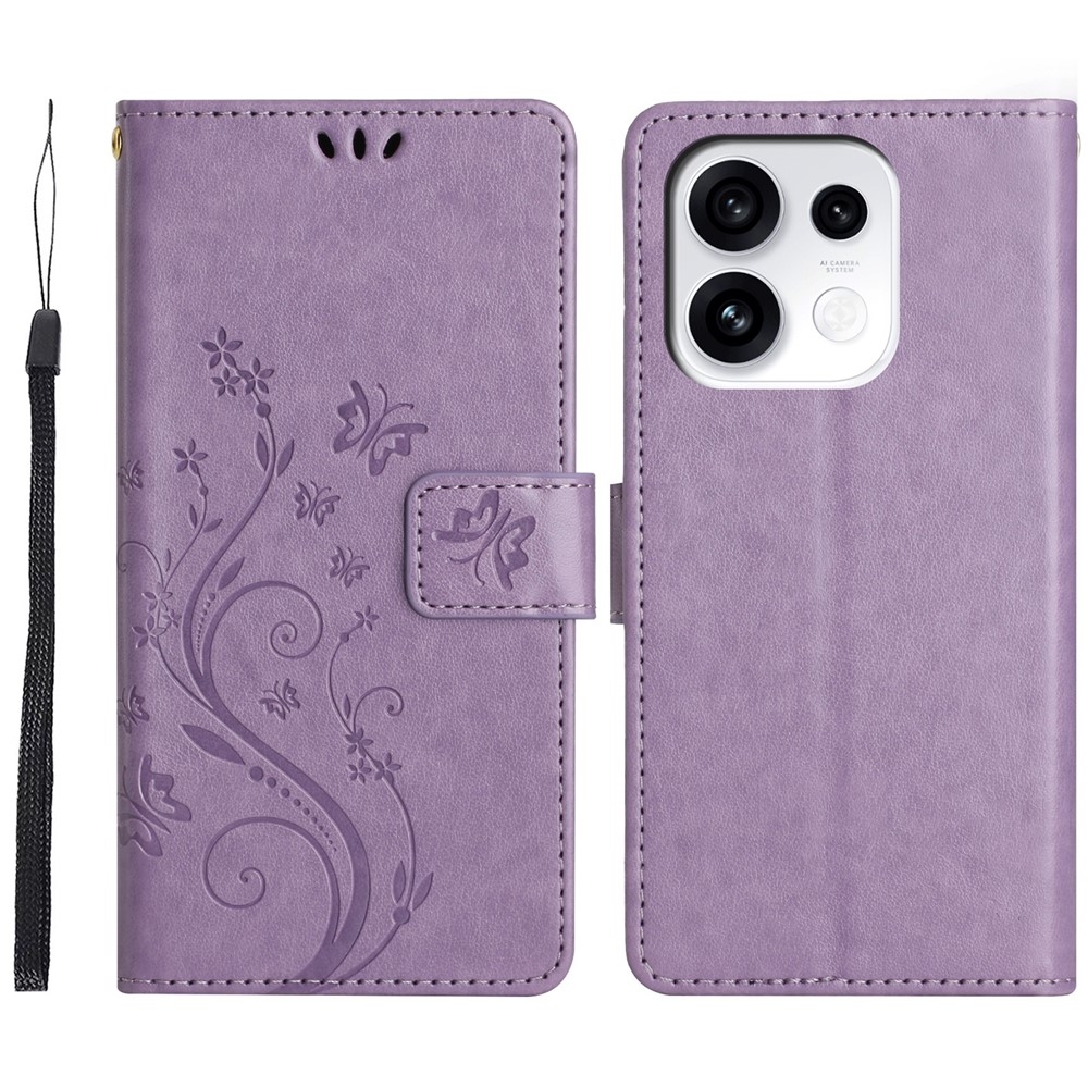 Flowers knižkové puzdro na Oppo Reno 16 Pro 5G - svetlofialové