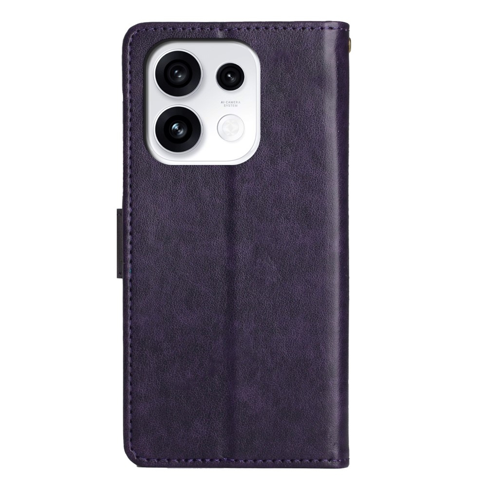 Flowers knižkové puzdro na Oppo Reno 16 Pro 5G - tmavofialové