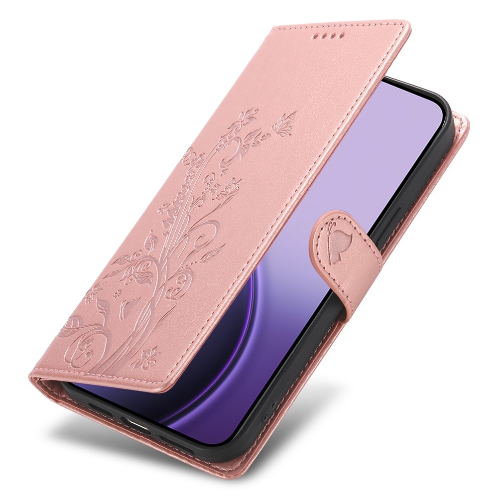 Flowers knižkové puzdro na Realme 16 5G - ružovozlaté