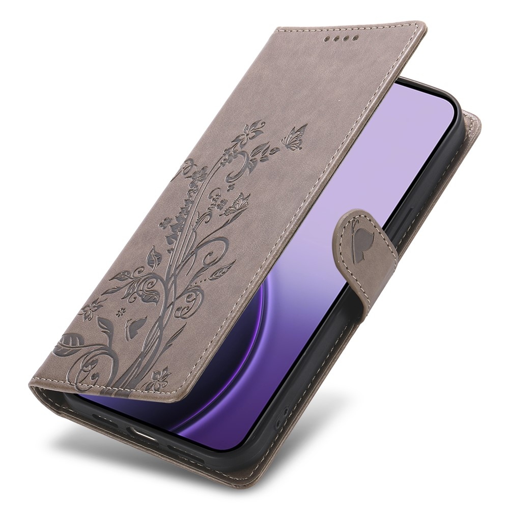 Flowers knižkové puzdro na Realme 16 5G - šedé