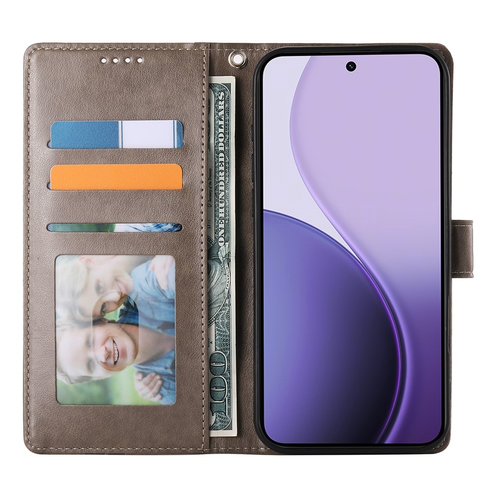 Flowers knižkové puzdro na Realme 16 5G - šedé