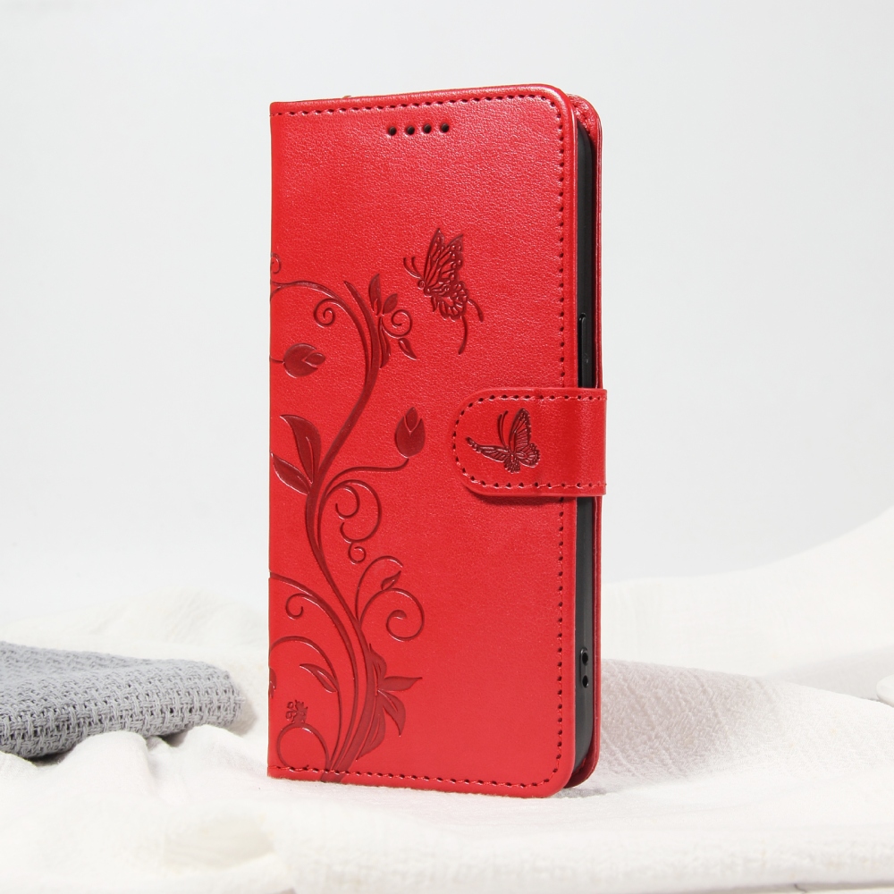 Flowers knižkové púzdro na Samsung Galaxy A37 5G - červené