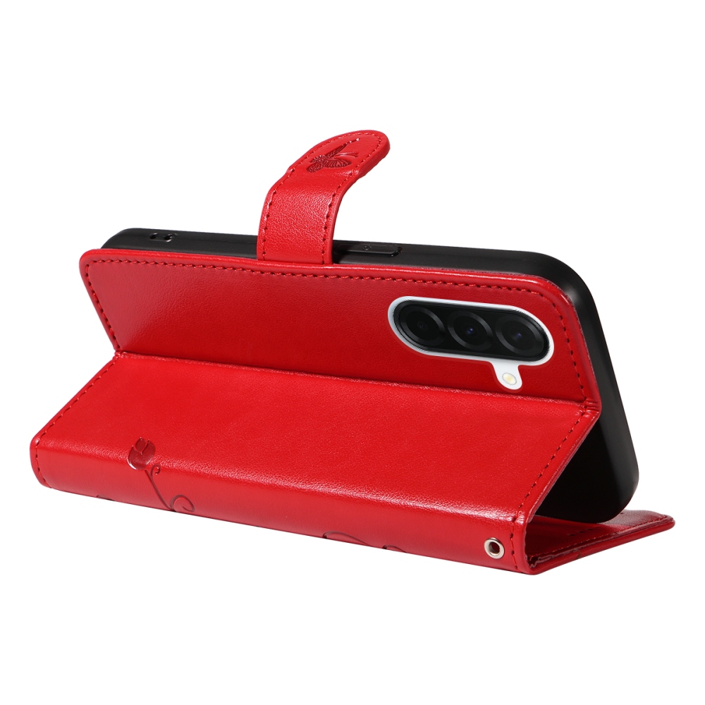 Flowers knižkové púzdro na Samsung Galaxy A37 5G - červené