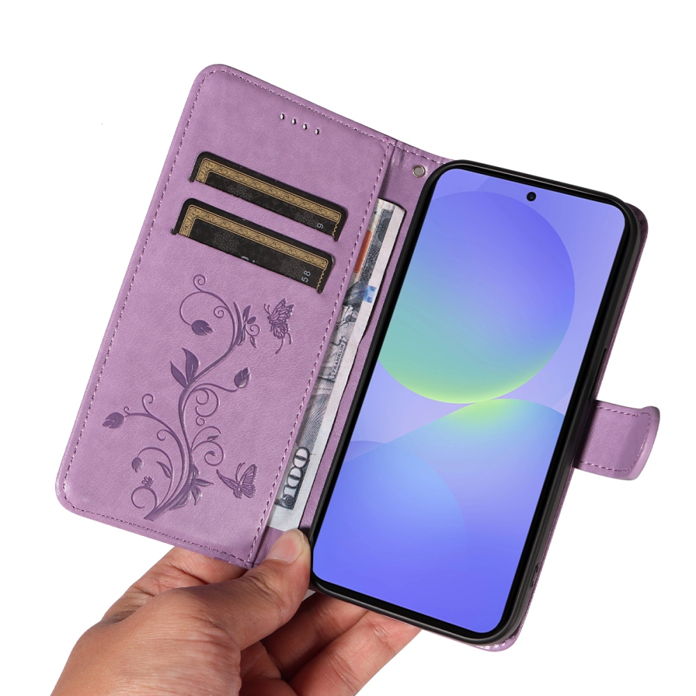 Flowers knižkové púzdro na Samsung Galaxy A37 5G - fialové