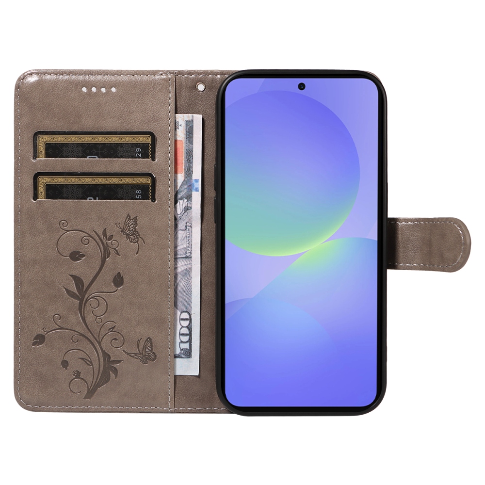 Flowers knižkové púzdro na Samsung Galaxy A37 5G - šedé