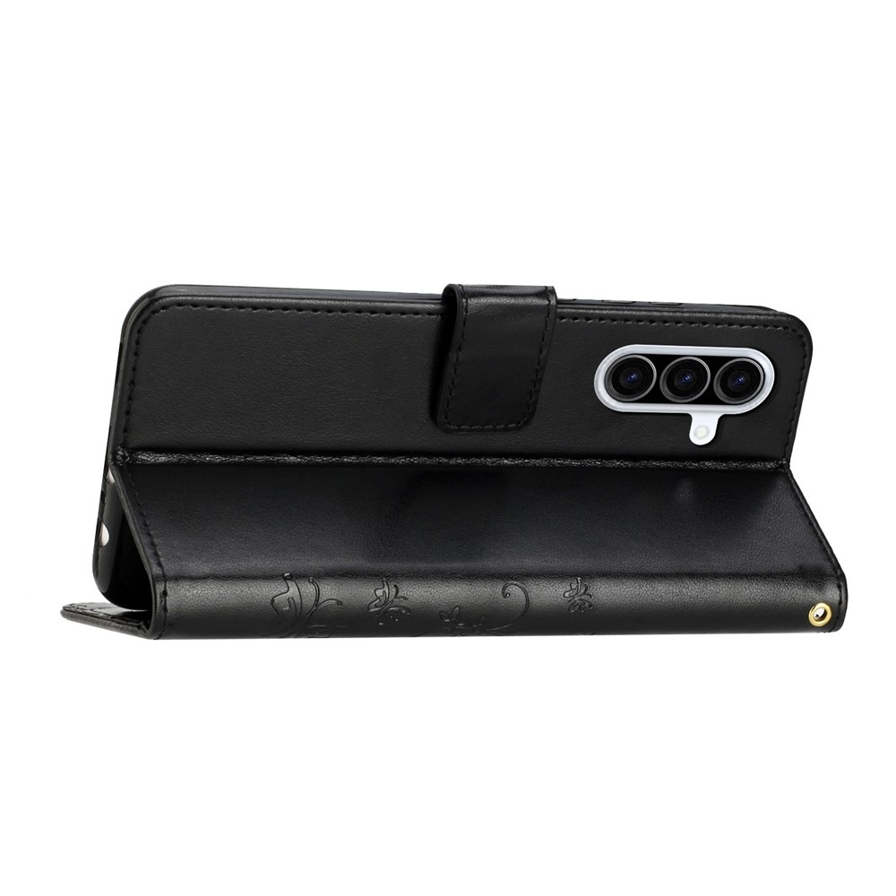 Flowers knižkové púzdro na Samsung Galaxy A57 5G - čierne