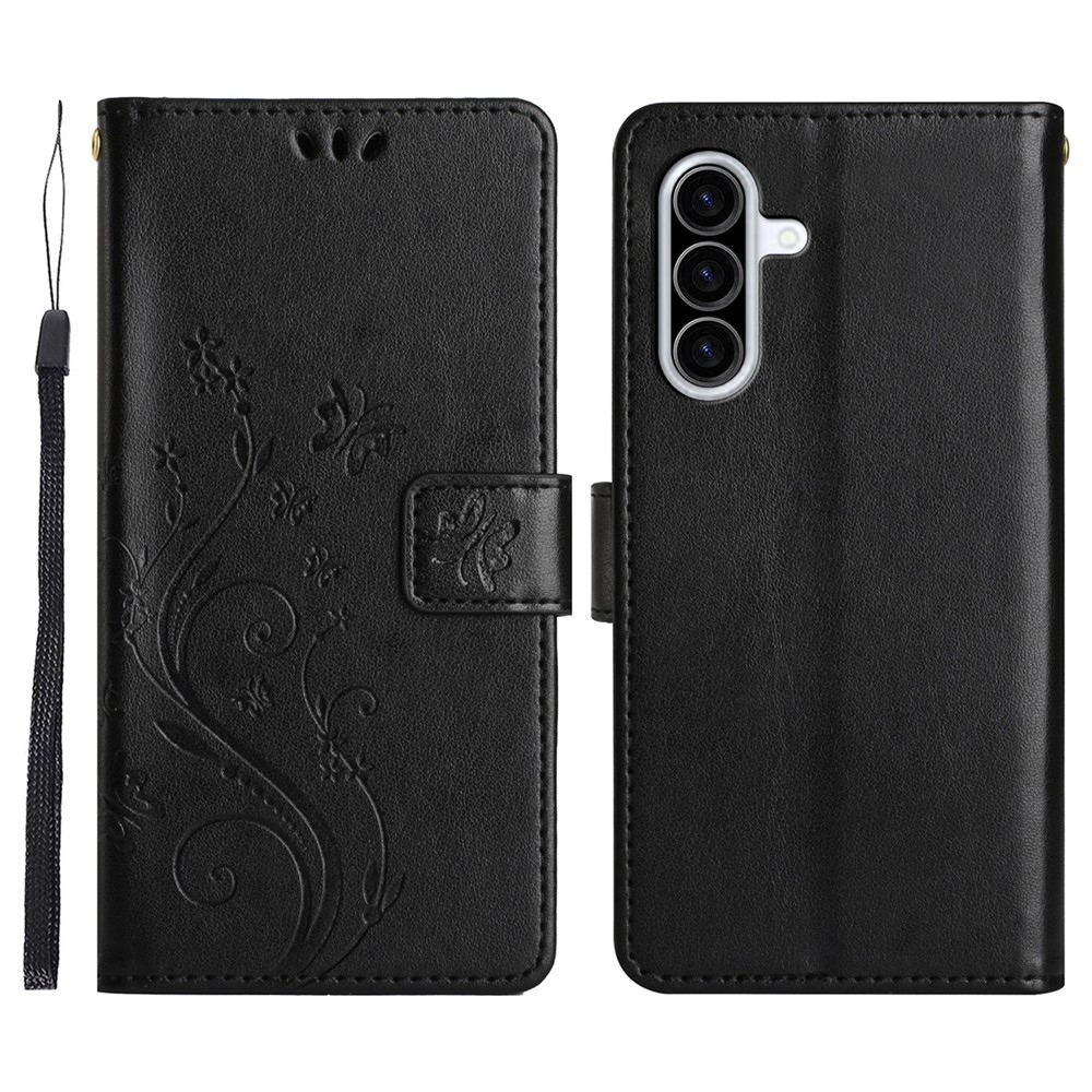 Flowers knižkové púzdro na Samsung Galaxy A57 5G - čierne