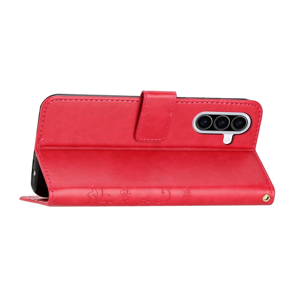 Flowers knižkové púzdro na Samsung Galaxy A57 5G - červené