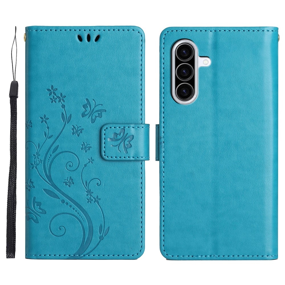 Flowers knižkové púzdro na Samsung Galaxy A57 5G - modré