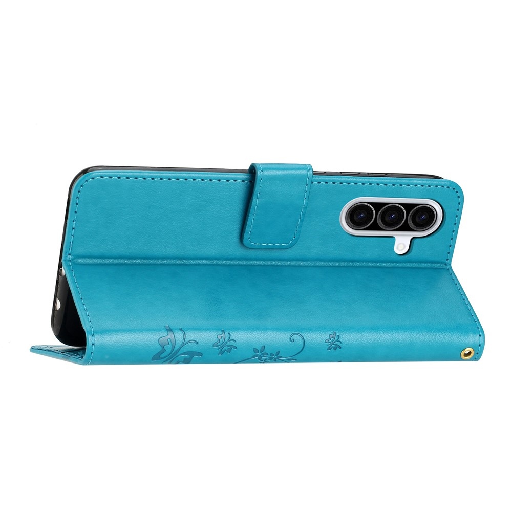 Flowers knižkové púzdro na Samsung Galaxy A57 5G - modré