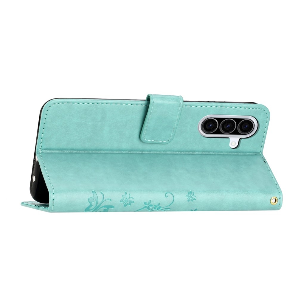 Flowers knižkové púzdro na Samsung Galaxy A57 5G - modrozelené