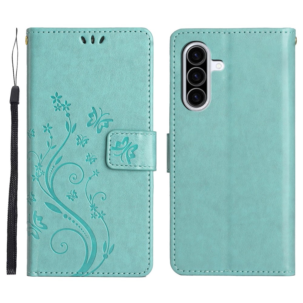 Flowers knižkové púzdro na Samsung Galaxy A57 5G - modrozelené