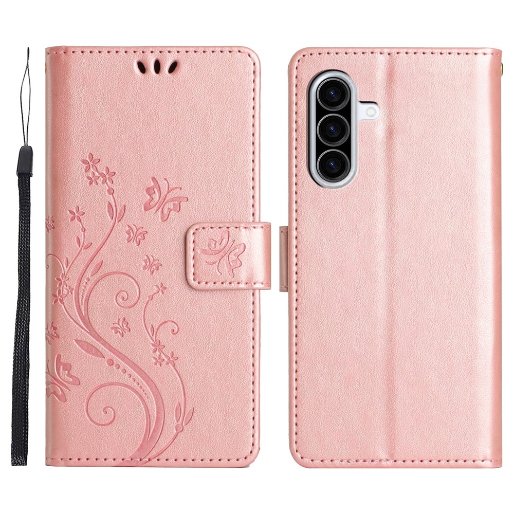 Flowers knižkové púzdro na Samsung Galaxy A57 5G - ružovozlaté