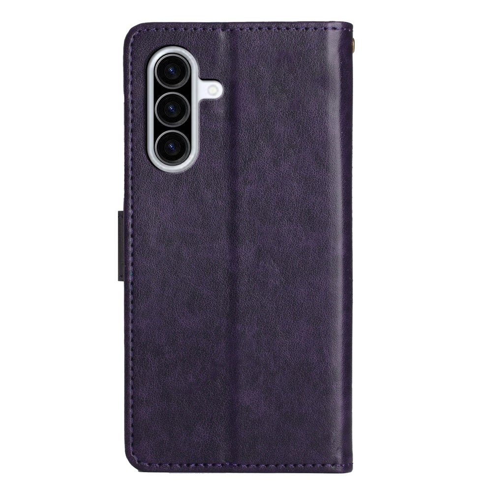 Flowers knižkové púzdro na Samsung Galaxy A57 5G - tmavofialové