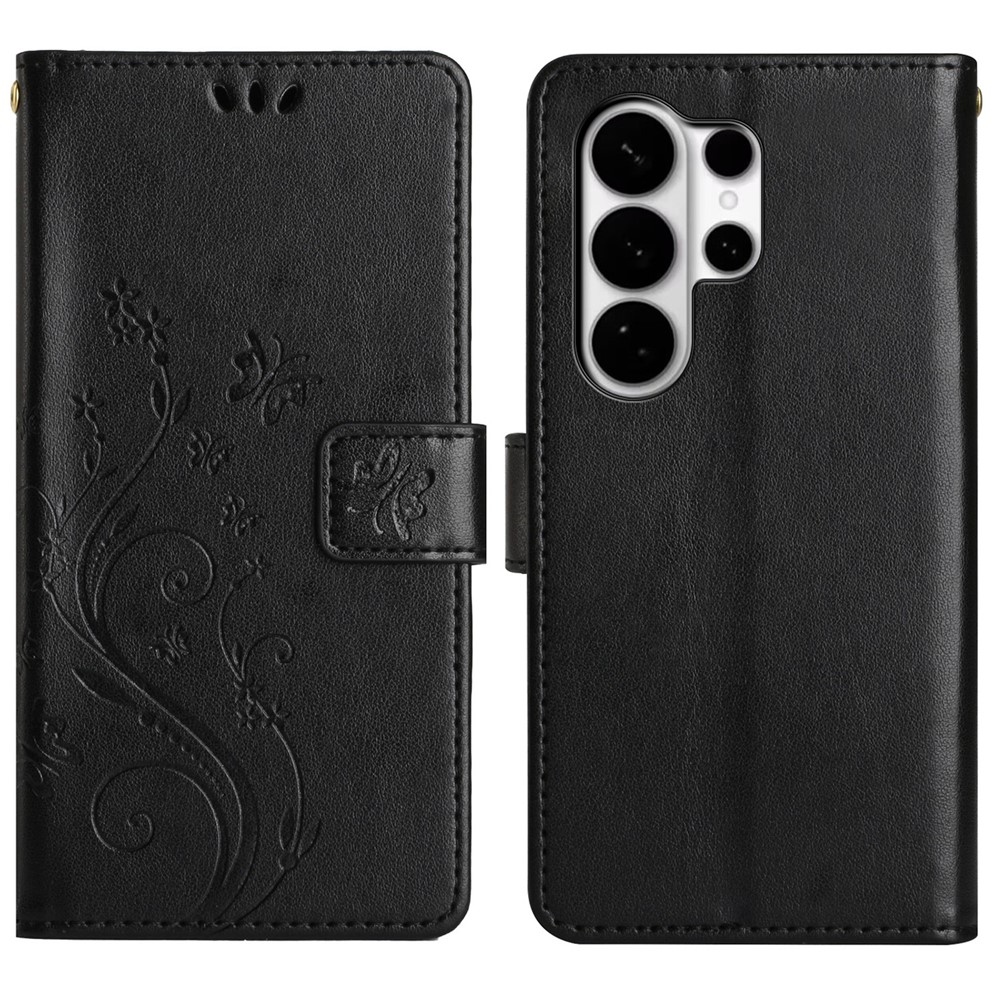 Flowers knižkové púzdro na Samsung Galaxy S26 Ultra - čierne
