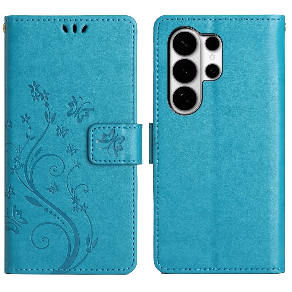 Flowers knižkové púzdro na Samsung Galaxy S26 Ultra - modré