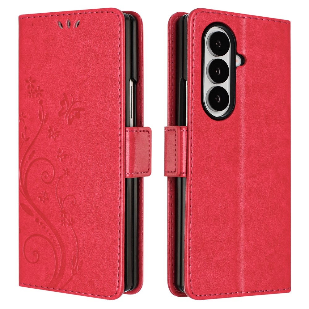 Flowers knižkové púzdro na Samsung Galaxy Z Fold8 Ultra 5G - červené