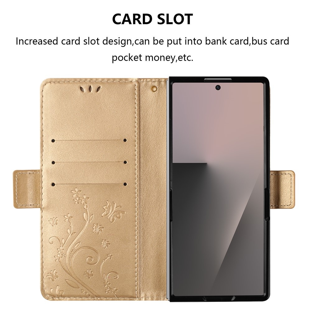 Flowers knižkové púzdro na Samsung Galaxy Z Fold8 Ultra 5G - zlaté