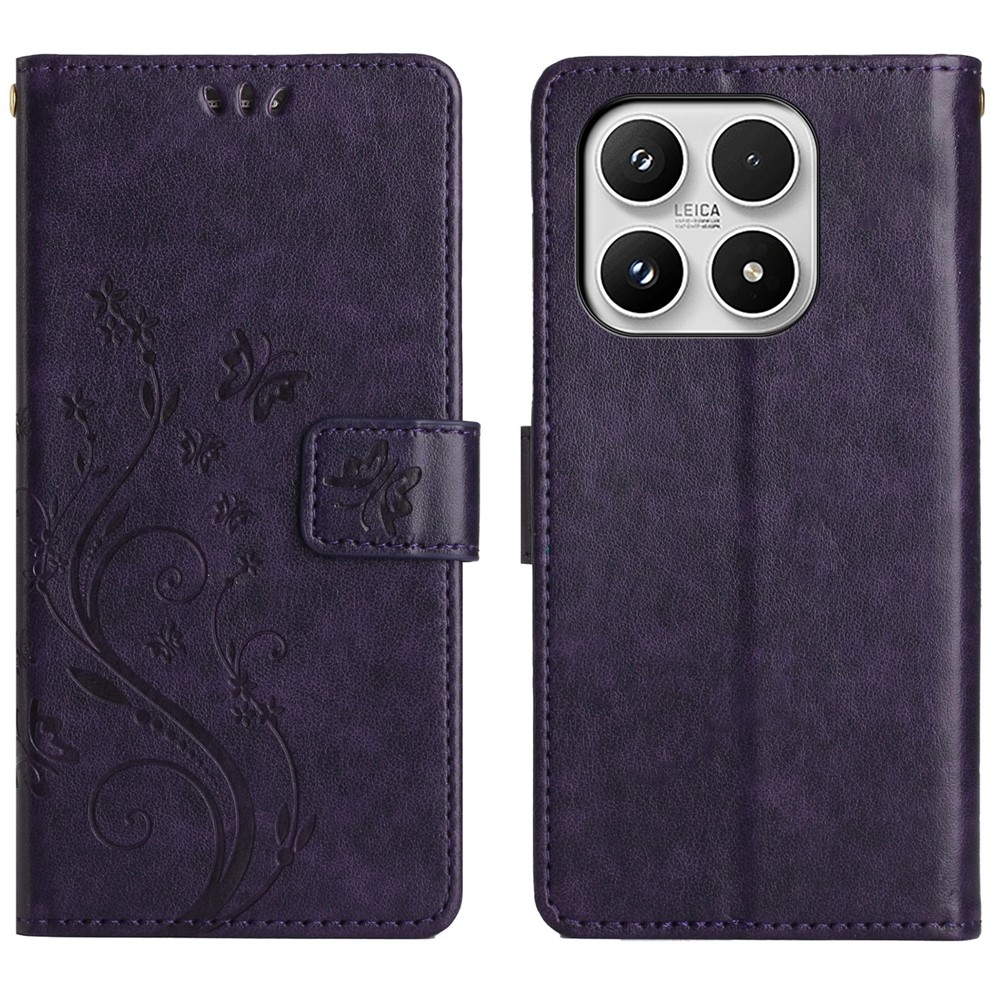 Flowers knižkové puzdro na Xiaomi 17 - tmavofialové